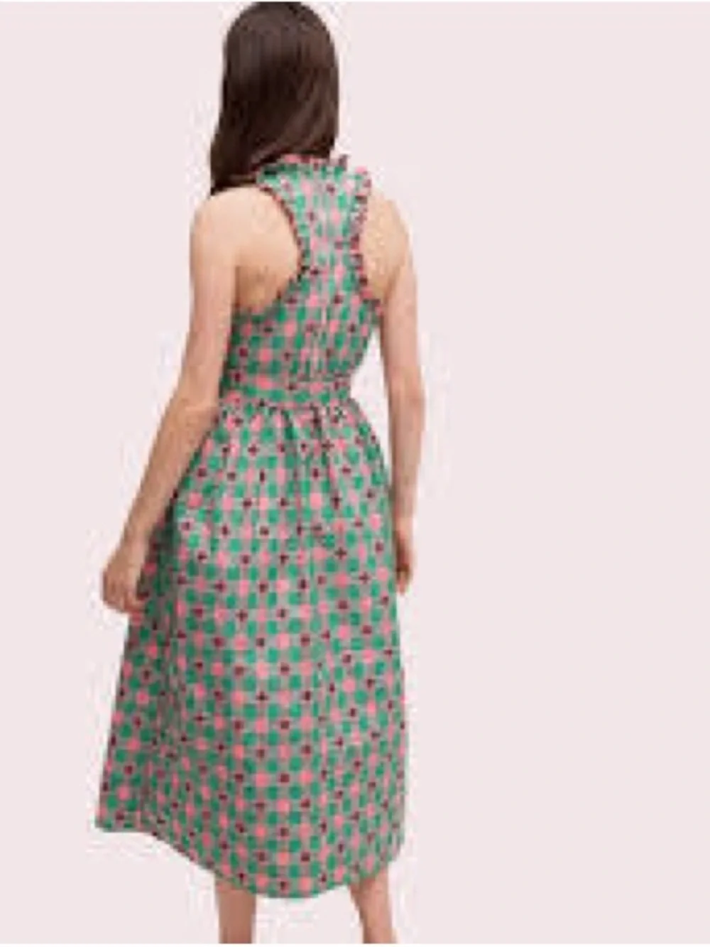 kate spade Green and Pink Gingham Belted Midi Dress RUNS LARGE